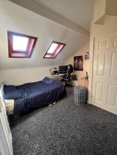 Cozy attic single bedroom with two skylight win...