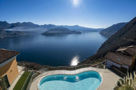 Pool with lake view