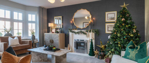 Internal lounge decorated for Christmas