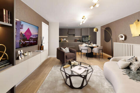 Royal Gateway - Shot of internal apartment showcasing the kitchen and dining area alongside the loun