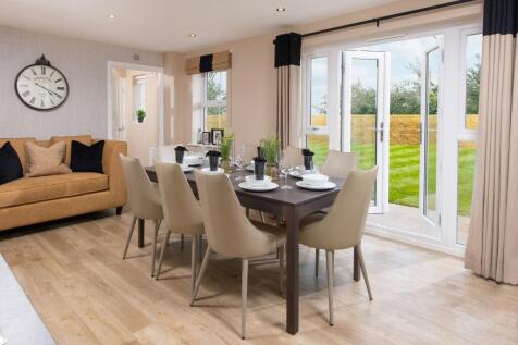 Internal image of the Halton dining area with French doors to garden