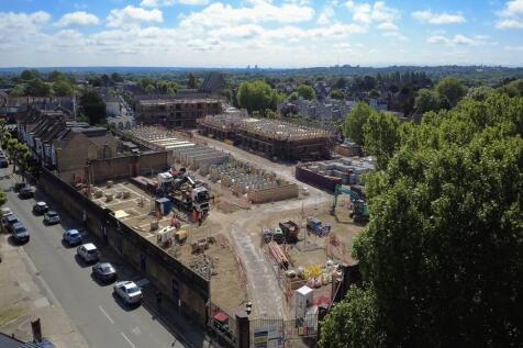 An aerial view capturing The Tramworks transformation into a vibrant new community in the heart of