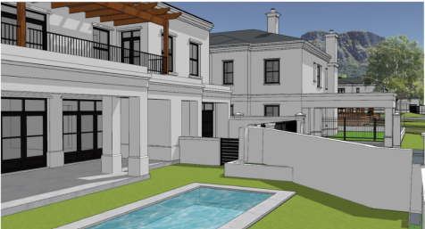 Architect&#39;s rendering - front garden and pool at Portion 16