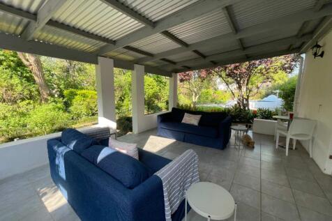 Patio with Blue Covers