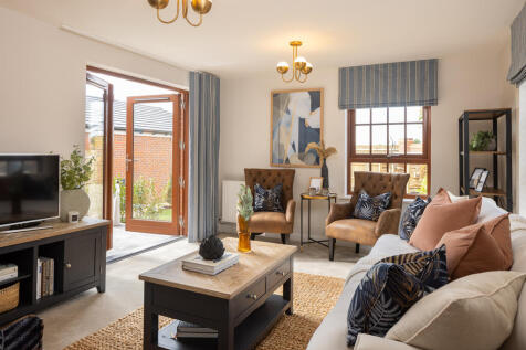 Internal shot of the living room with french doors in the conwy show home