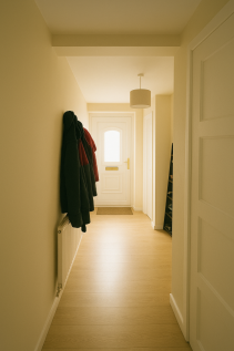 Cosy Hallway with Coats and Door