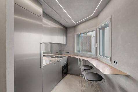 Sophisticated pantry kitchen with steel fronts