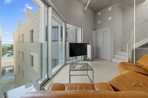 Living room with full glass front