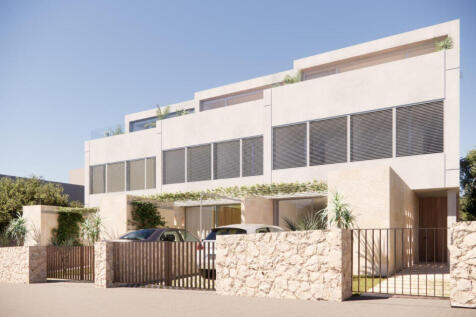 Lateral view of the three terraced houses