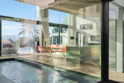 Indoor pool near the living and dining area