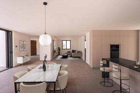 Example for furnishing at ppen-plan living/dining/kitchen area