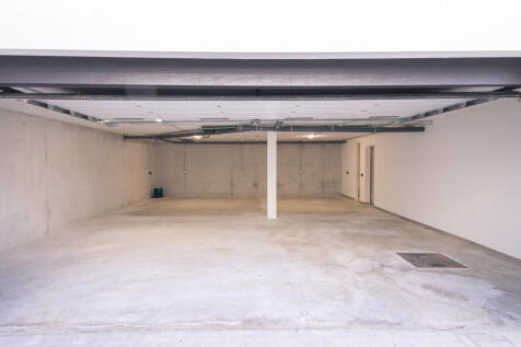 View into the spacious garage underground