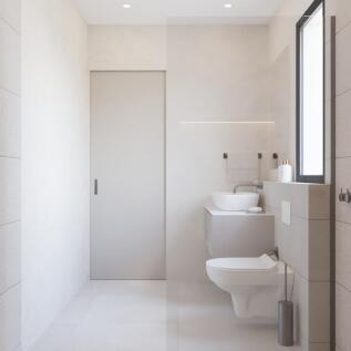 Bath with a sliding door