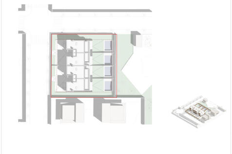 Draufsicht 4 Reihenhäuser