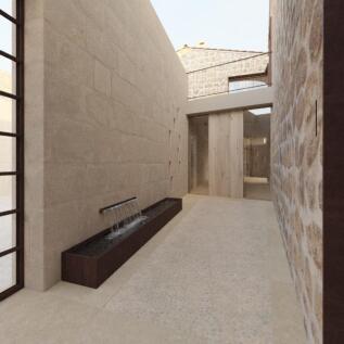 Entrance courtyard with water feature at the main entrance
