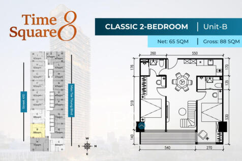 2 Bedroom Condo For Sale - Type BC Time Square 8 Condominium - Near Russian Market, Phnom Penh