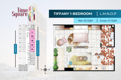 1 Bedroom Condo For Sale - Type DEFGHI Time Square 8 Condominium - Near Russian Market, Phnom Penh