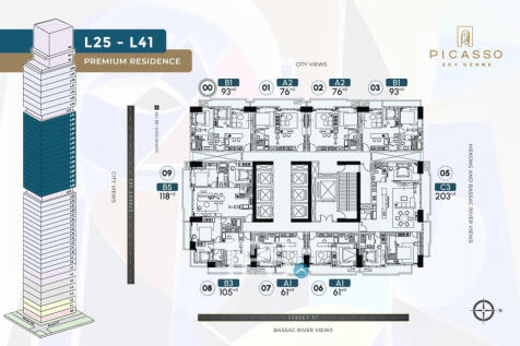 1 Bedroom Condo For Sale - Picasso Sky Gemme Type A1 Luxury Condominium - BKK1, Phnom Penh