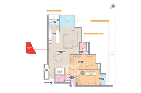 2 Bedroom Condo For Sale Type 2B-Odom Living, Tonle Bassac, Phnom Penh