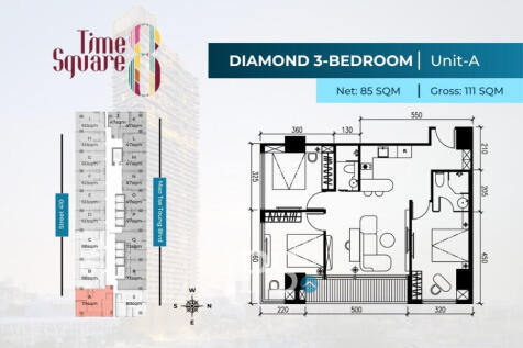 3 Bedroom Condo For Sale - Type A Time Square 8 Condominium - Near Russian Market, Phnom Penh