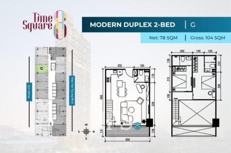 2 Bedroom Duplex Condo For Sale - Type DEFGHI Time Square 8 Condominium - Near Russian Market, Phnom Penh