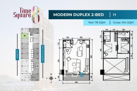 2 Bedroom Duplex Condo For Sale - Type DEFGHI Time Square 8 Condominium - Near Russian Market, Phnom Penh