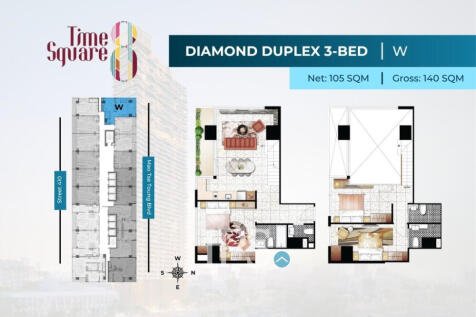 3 Bedroom Duplex Condo For Sale - Type QRSW Time Square 8 Condominium - Near Russian Market, Phnom Penh