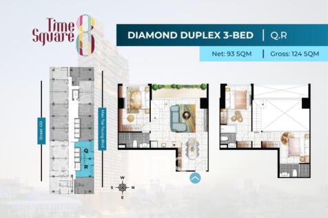 3 Bedroom Duplex Condo For Sale - Type QRSW Time Square 8 Condominium - Near Russian Market, Phnom Penh