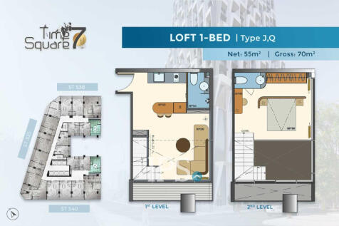 1 Bedroom Duplex Condo For Sale - Time Square 7 - Toul Kork, Phnom Penh