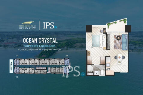1 Bedroom Condo for Sale  Ocean Crystal Tower - Time Square 10, Otres Beach, Sihanoukville