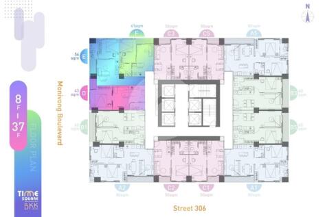 21th Floor 1 Bedroom Condo Type C1 Resale - Time Square 306, BKK1, Phnom Penh
