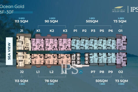 Golden 2 Bedroom Condo For Sale  Ocean Gold- Time Square 10, Otres Beach, Sihanoukville