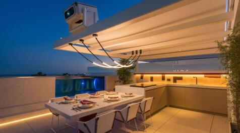Outdoor kitchen and dining area