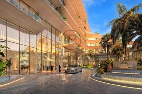 Luxurious hotel entrance with modern architecture,