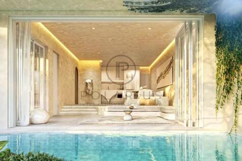 A luxurious, open living space with warm lighting