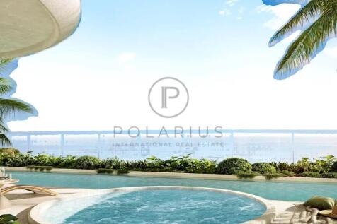 Luxurious poolside setting with a circular pool, t