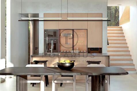 Modern kitchen with sleek cabinetry, minimalist de