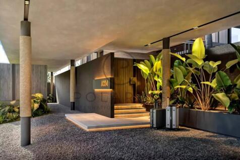Modern architectural entrance with sleek lines, lu