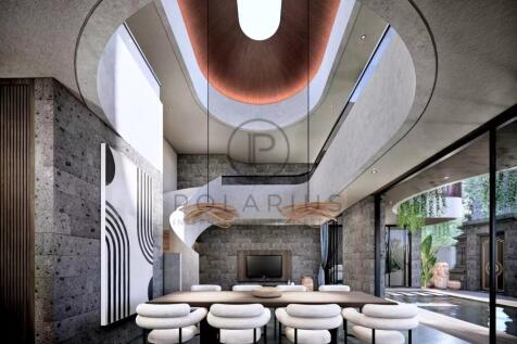 A modern, open-concept living space featuring a la