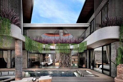 Luxurious modern courtyard with a pool, surrounded
