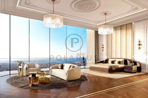 Luxurious, spacious bedroom with elegant decor, fe
