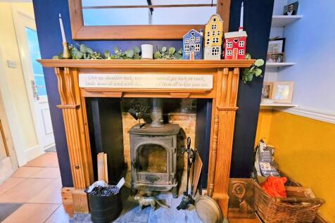 Log fire within Dining Room
