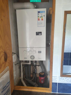 Central heating boiler in bathroom
