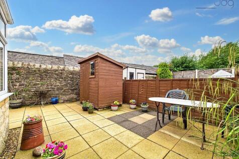 Flagged Garden, seating area and Shed