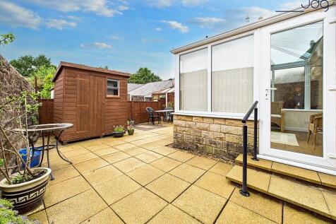 Flagged Garden, seating area and Shed