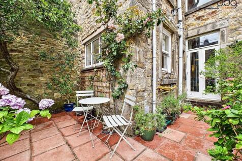 Seating area with potted plants