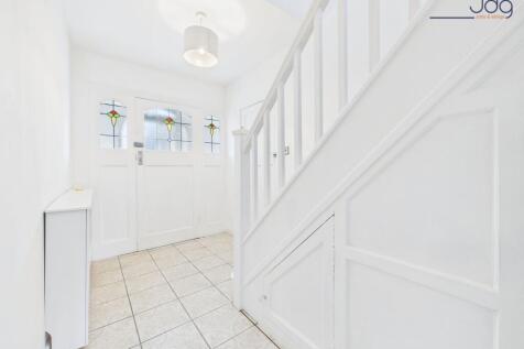 Hallway and stained glass door