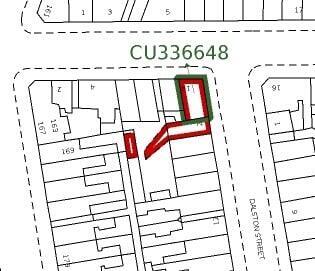 Property boundary in red