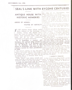 1936 Article about Seal House