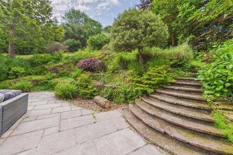 Stairs to lawned garden